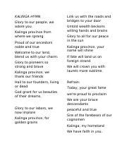 KALINGA HYMN *Composed .